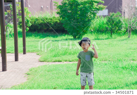 A boy who cries at the park 34501871