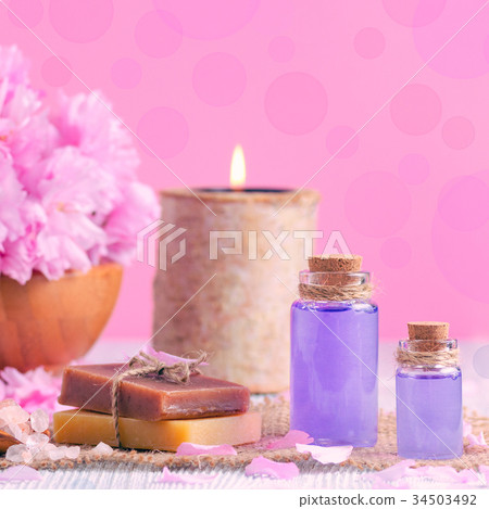 lavender oil, soap, salt, fresh flowers, candle 34503492