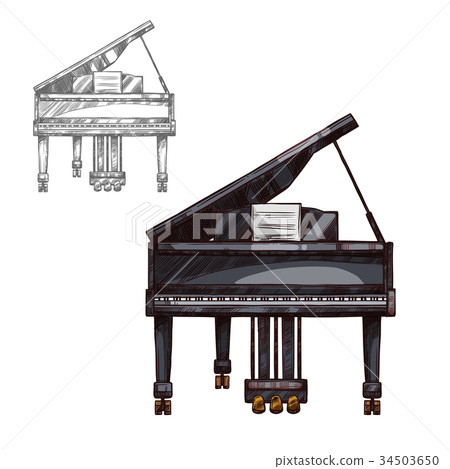 Vector sketch piano music instrument Vector sketch piano music instrument 34503650
