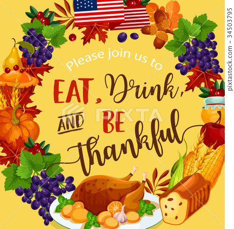 Thanksgiving day vector harvest greeting poster 34503795