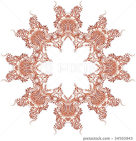 Vector ethnic mehndi circular pattern. Template 34503943