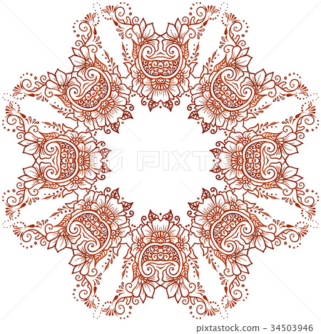 Vector ethnic mehndi circular pattern. Template 34503946