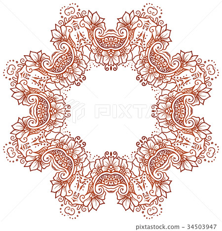 Vector ethnic mehndi circular pattern. Template 34503947