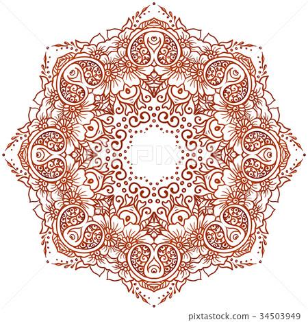 Vector ethnic mehndi circular pattern. Template 34503949