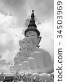 black and white tone of multiple of buddha statue 34503969