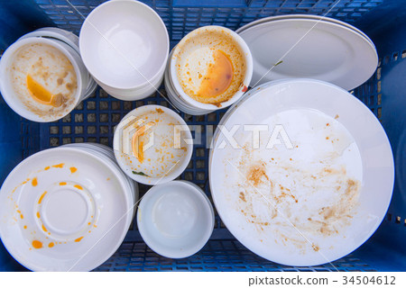Dirty of dish and kitchenware waiting for wash 34504612