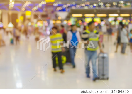 blurred of Traveler Check in at airport terminal 34504800