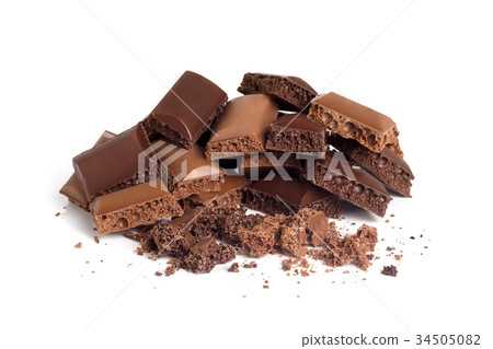 A slice of pieces of porous chocolate 34505082