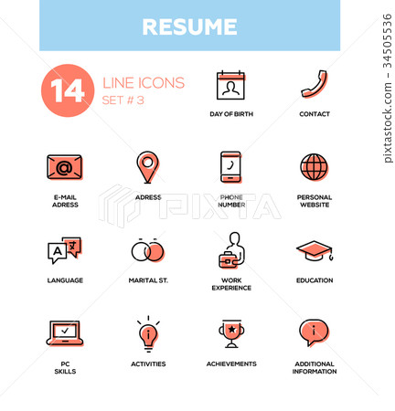 Resume - modern simple thin line design icons 34505536
