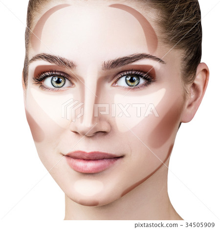 Woman with sample contouring and highlight makeup Woman with sample contouring and highlight makeup 34505909