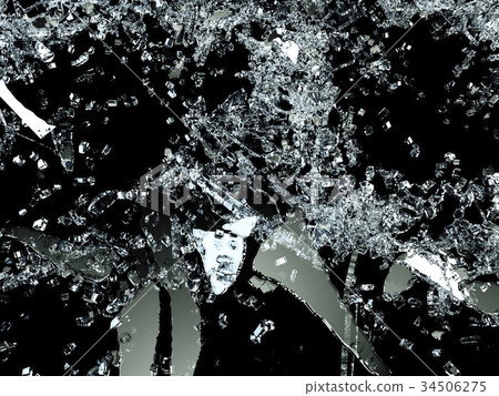 Bullet hole Cracked and Shattered glass on black 34506275