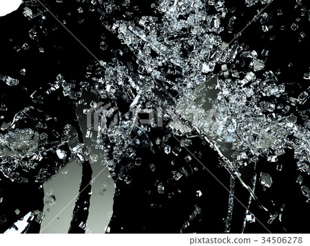 Bullet hole Cracked and Shattered glass on black Bullet hole Cracked and Shattered glass on black 34506278