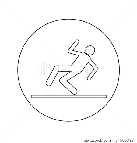 图库插图: slippery floor sign icon illustration design