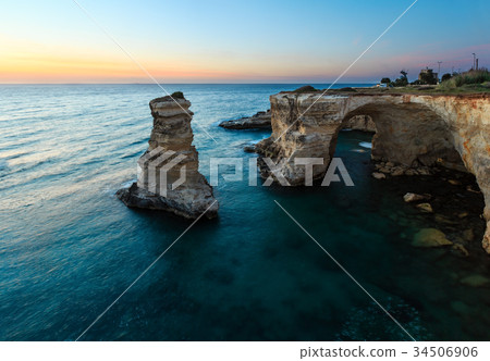 Twilight Faraglioni at Torre Sant Andrea, Italy 34506906