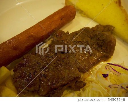 grilled beef steak and potatoes. grilled beef steak and potatoes. 34507246