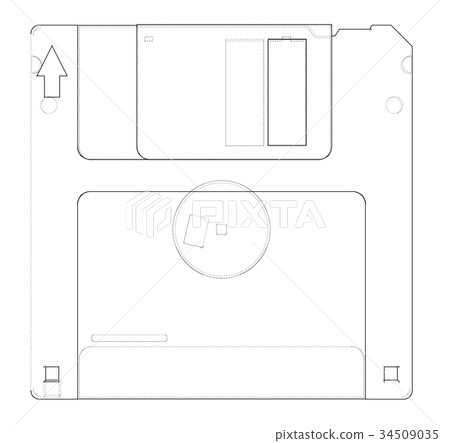 Floppy disk storage sketch. Vector 34509035