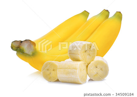 ripe banana with slice isolated on white ripe banana with slice isolated on white 34509184