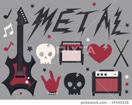 Metal Music Design Elements Illustration 34509326