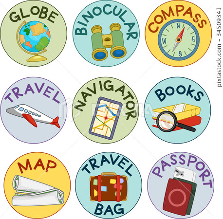 Geography Travel Sticker Labels Illustration 34509341