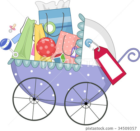 Shopping Bags Baby Items Illustration Shopping Bags Baby Items Illustration 34509357