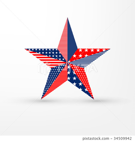 Five-pointed star on white background with USA Five-pointed star on white background with USA 34509942