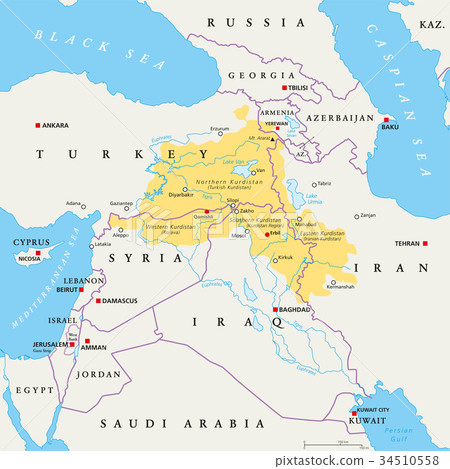 Kurdistan region political map 34510558