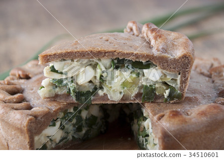Pie with green onions and egg Pie with green onions and egg 34510601