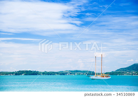 White yatch in tropical blue sea 34510869