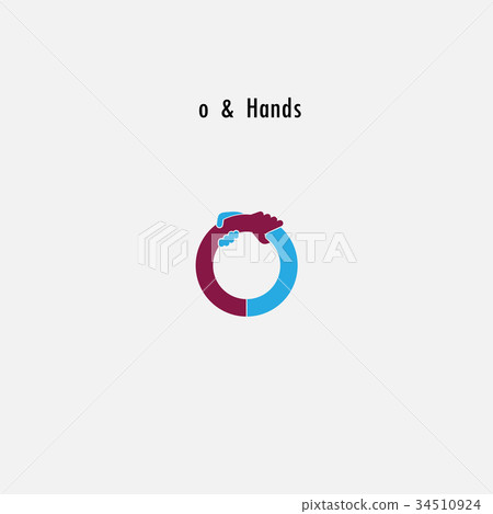 o- Letter abstract icon and hands logo design o- Letter abstract icon and hands logo design 34510924