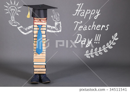 Happy teachers day funny education concept Happy teachers day funny education concept 34511541