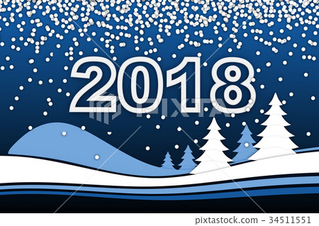 New Year's card and 2018 sign 34511551
