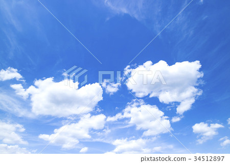 Blue sky sky cloud fall sky background background material September Copy space 34512897