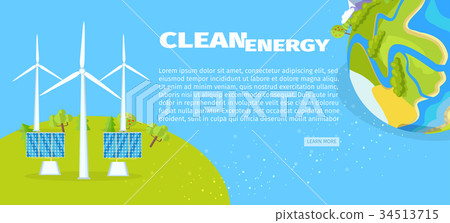 Clean Energy with Solar Panels and Planet Poster Clean Energy with Solar Panels and Planet Poster 34513715