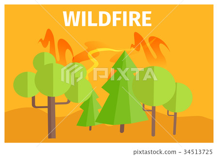 Wildfire Warning Ecology Themed Cartoon Poster Wildfire Warning Ecology Themed Cartoon Poster 34513725