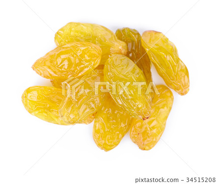 Raisins isolated on white background,topview 34515208