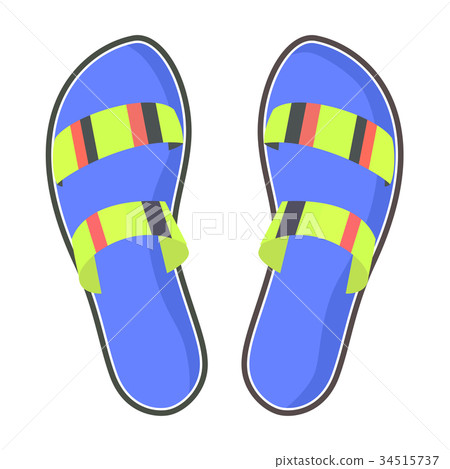 Colorful Pair of Flip-Flops Isolated Illustration 34515737