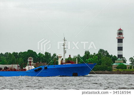 Blue cargo tanker ship Blue cargo tanker ship 34516594