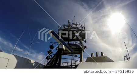 radar antenna tower on modern ship radar antenna tower on modern ship 34516986