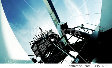 radar antenna tower on modern ship 34516988