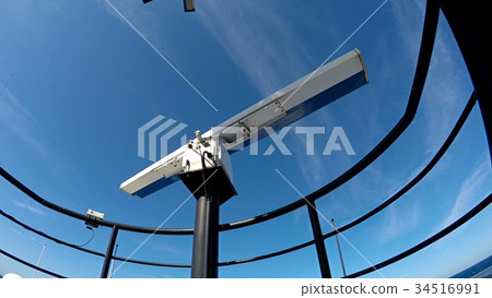 radar antenna tower on modern ship 34516991