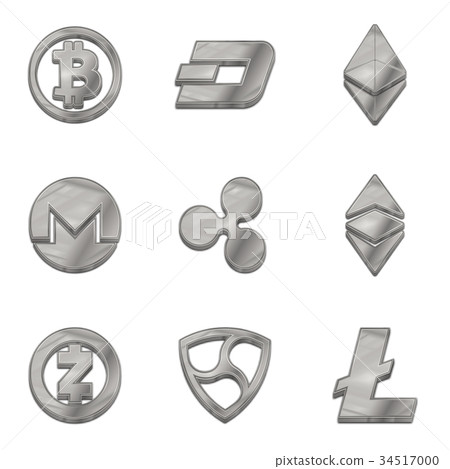 Silver cryptocurrency trendy 3d style vector icon. Silver cryptocurrency trendy 3d style vector icon. 34517000