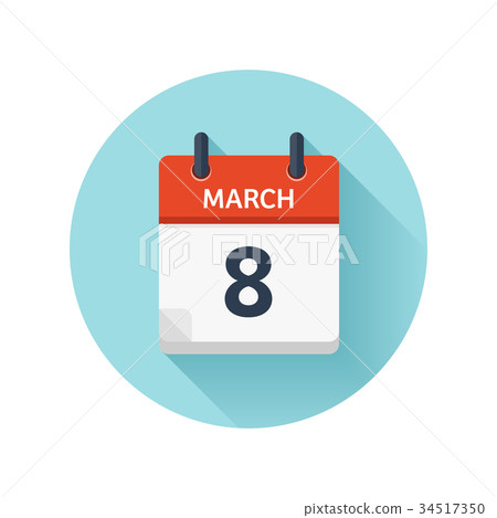 March 8. Vector flat daily calendar icon. Date and 34517350