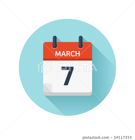 March 7. Vector flat daily calendar icon. Date and 34517353