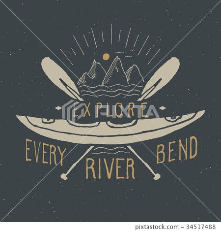 Kayak and canoe vintage label retro badge vector 34517488