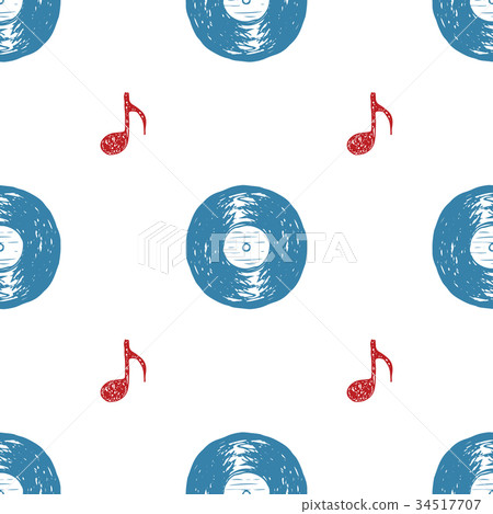 Vinyl record vintage seamless pattern vector  34517707