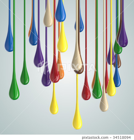 3D color glossy paint drop blobs 34518094