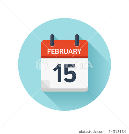 February 15. Vector flat daily calendar icon. Date 34518184
