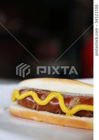 Hot dog sausage in close up Hot dog sausage in close up 34521588