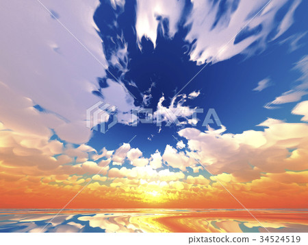 Wind and clouds with the sea 34524519