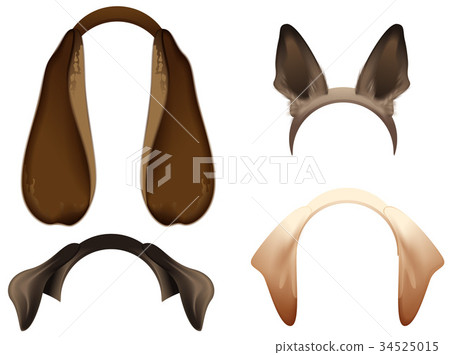 Set Dog ears mask isolated on white Set Dog ears mask isolated on white 34525015